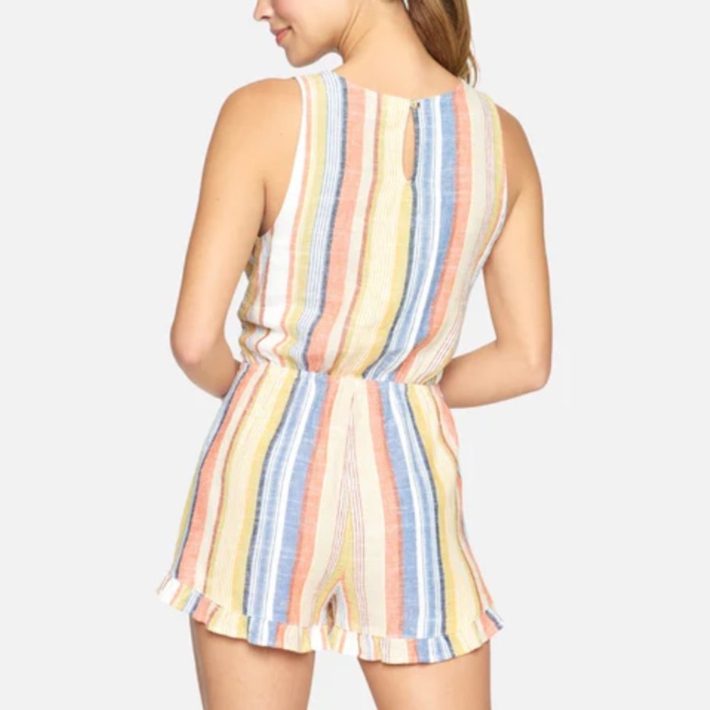 Hurley Iris Striped Lace Up Romper - Picture 2 of 5